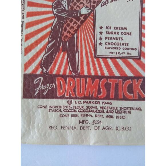 Frozen Drumstick Boy In Top Hap Tuxedo Ice Cream Wrapper Original Vintage 1946 - Picture 3 of 4